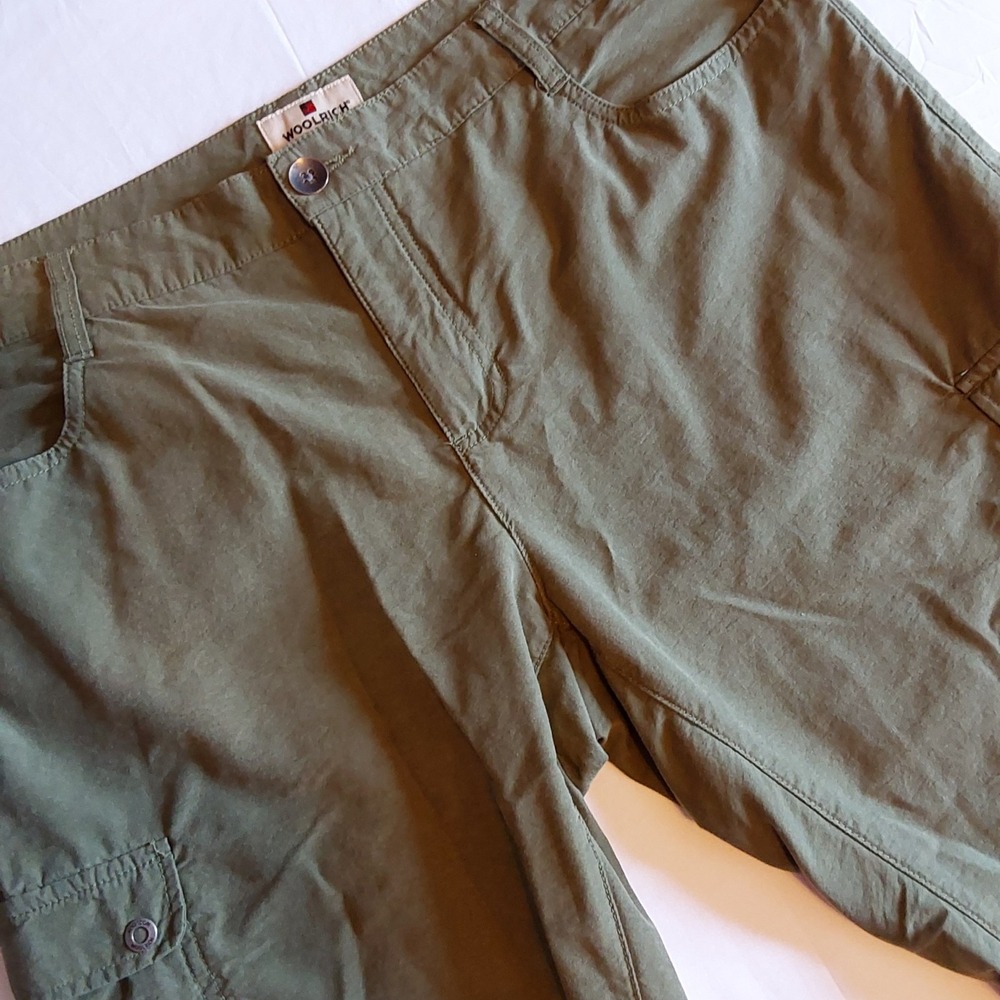 Woolrich Cropped Women's 10 Army Green Cargo Utility Pockets Cinch Hem Pant